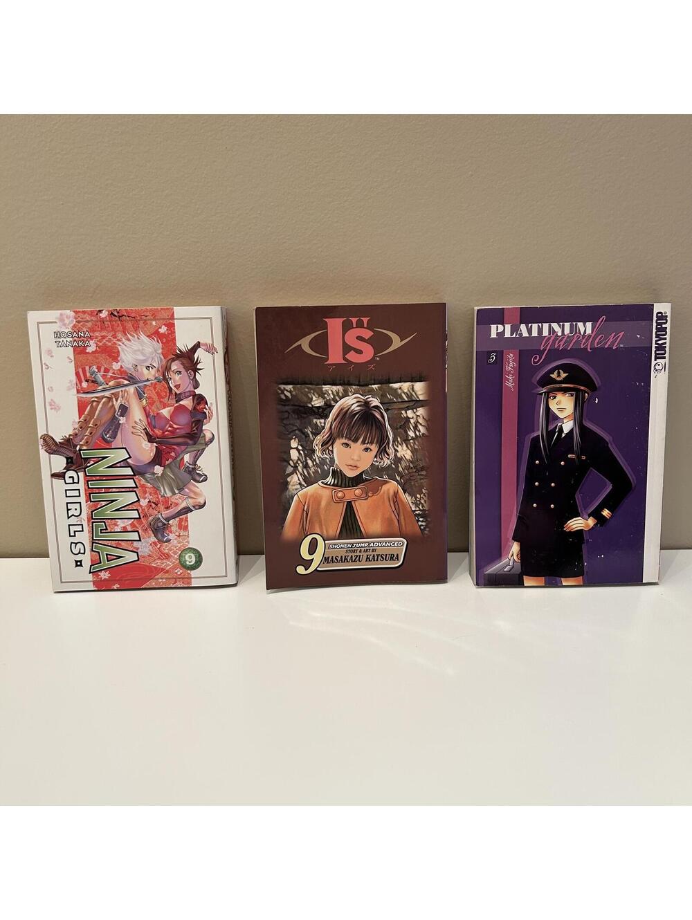 Manga Book Lot of 3: Ninja Girls Volume 9, IS Vol 9, Platinum Garden Vol 3
